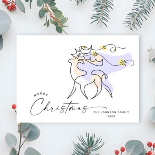 Elegant Minimalist Christmas Reindeer Greeting Holiday Card