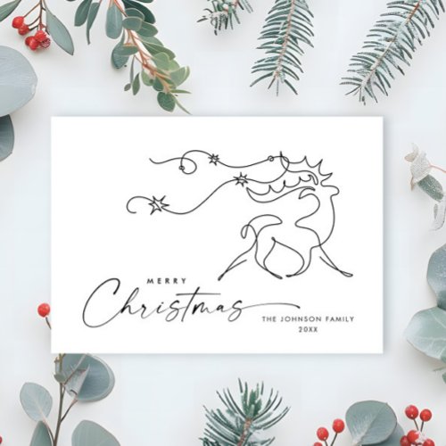 Elegant Minimalist Christmas Reindeer Greeting Holiday Card