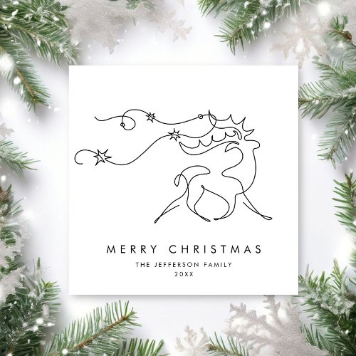 Elegant Minimalist Christmas Reindeer Greeting Holiday Card