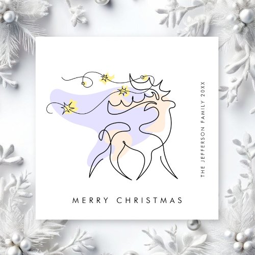 Elegant Minimalist Christmas Reindeer Greeting Holiday Card