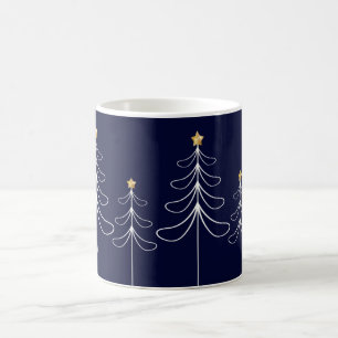 Elegant minimalist Christmas tree design blue Coffee Mug