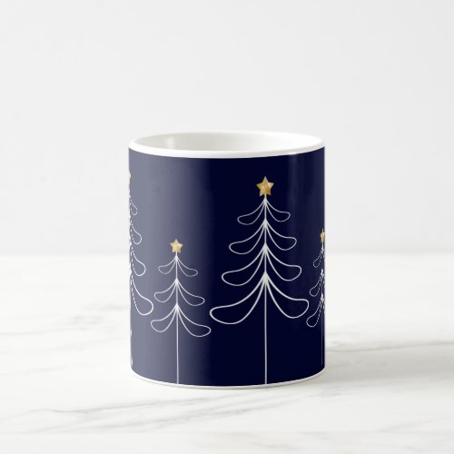 Elegant minimalist Christmas tree design blue Coffee Mug