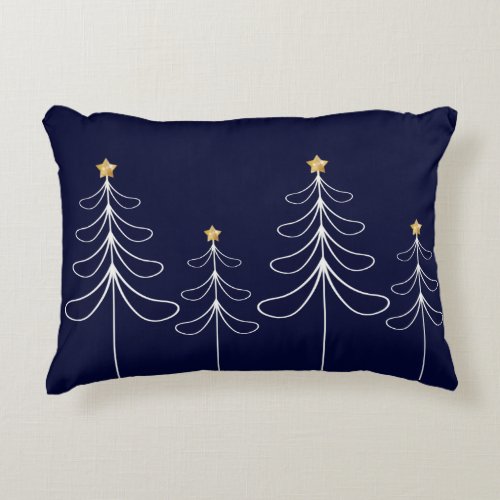Elegant minimalist Christmas tree design blue Decorative Pillow