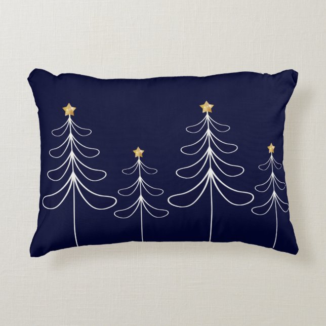 Elegant minimalist Christmas tree design blue Decorative Pillow (Front)