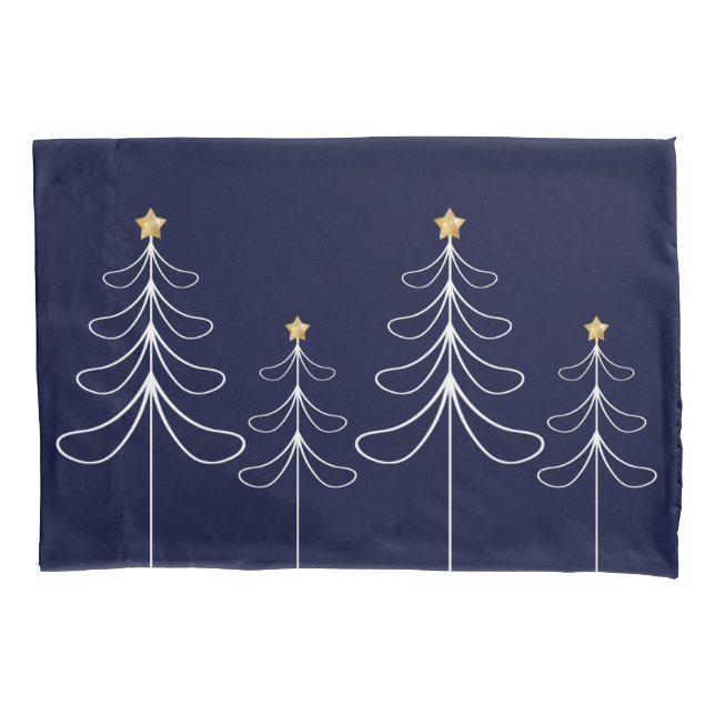 Elegant minimalist Christmas tree design blue Pillow Case (Front)