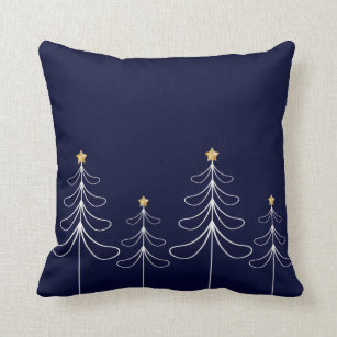 1Pc Christmas Tree Blue Victorian Blue Navy Blue Throw Pillow