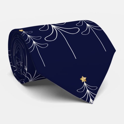 Elegant minimalist Christmas tree design blue Tie