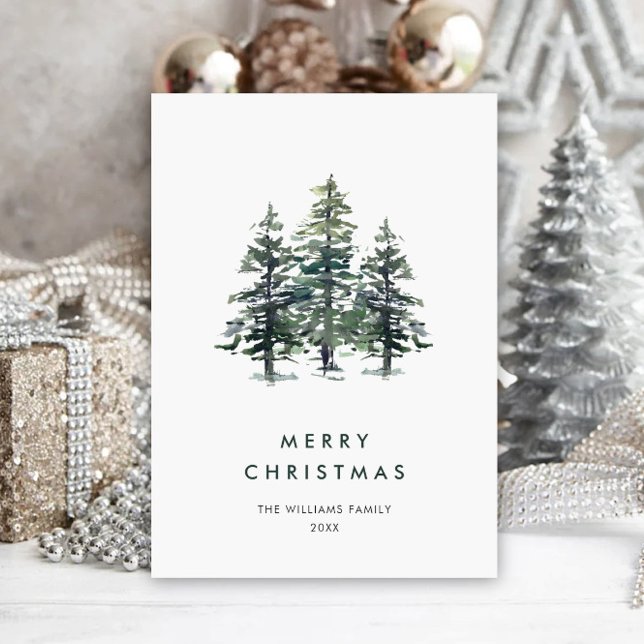 Elegant Minimalist Christmas Tree Greeting Holiday Card (Creator Uploaded)