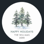 Elegant Minimalist Christmas Tree Holiday Classic Round Sticker<br><div class="desc">For further customization,  please click the "customize further" link and use our design tool to modify this template.</div>