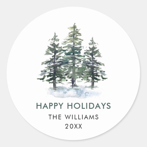 Elegant Minimalist Christmas Tree Holiday Classic Round Sticker
