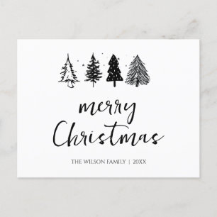 Elegant Minimalist Christmas Tree Non-Photo  Holiday Postcard