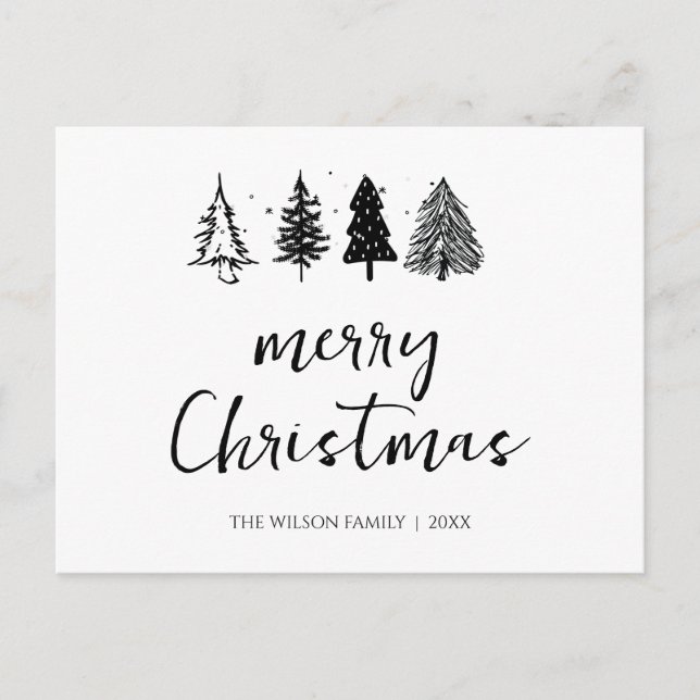 Elegant Minimalist Christmas Tree Non-Photo  Holiday Postcard (Front)