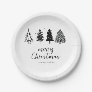 Elegant Minimalist Christmas Tree Paper Plates