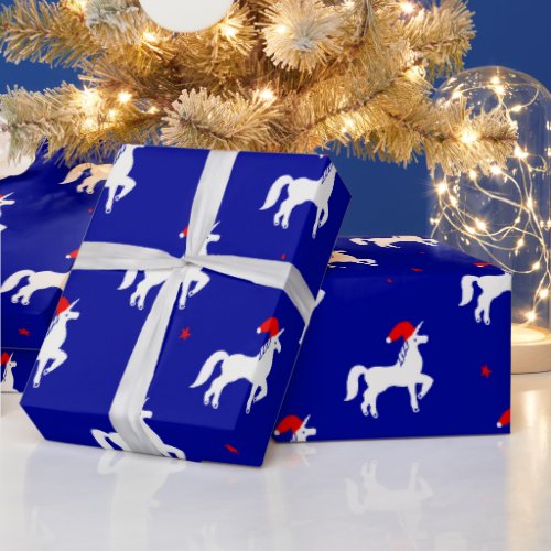 Elegant Minimalist Christmas Unicorn Santa  Wrapping Paper