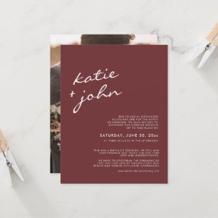 Elegant Minimalist Cinnamon Downsized Wedding Invitation