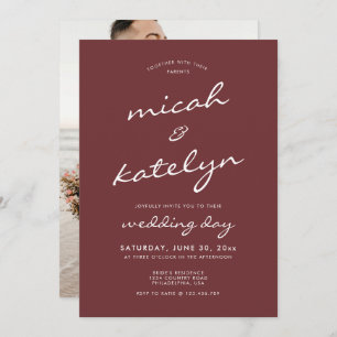 Elegant Minimalist Cinnamon Rose Wedding Invitation
