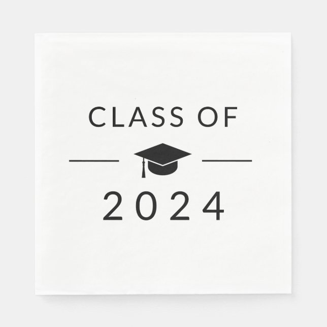Elegant Minimalist Class of 2026 Graduation Party Napkins (Front)