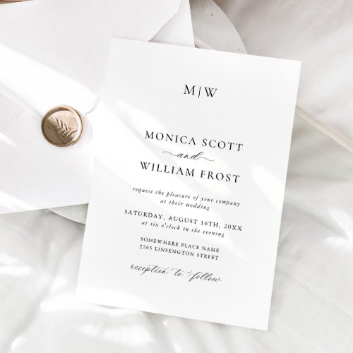 Elegant Minimalist Classy Wedding Invitation