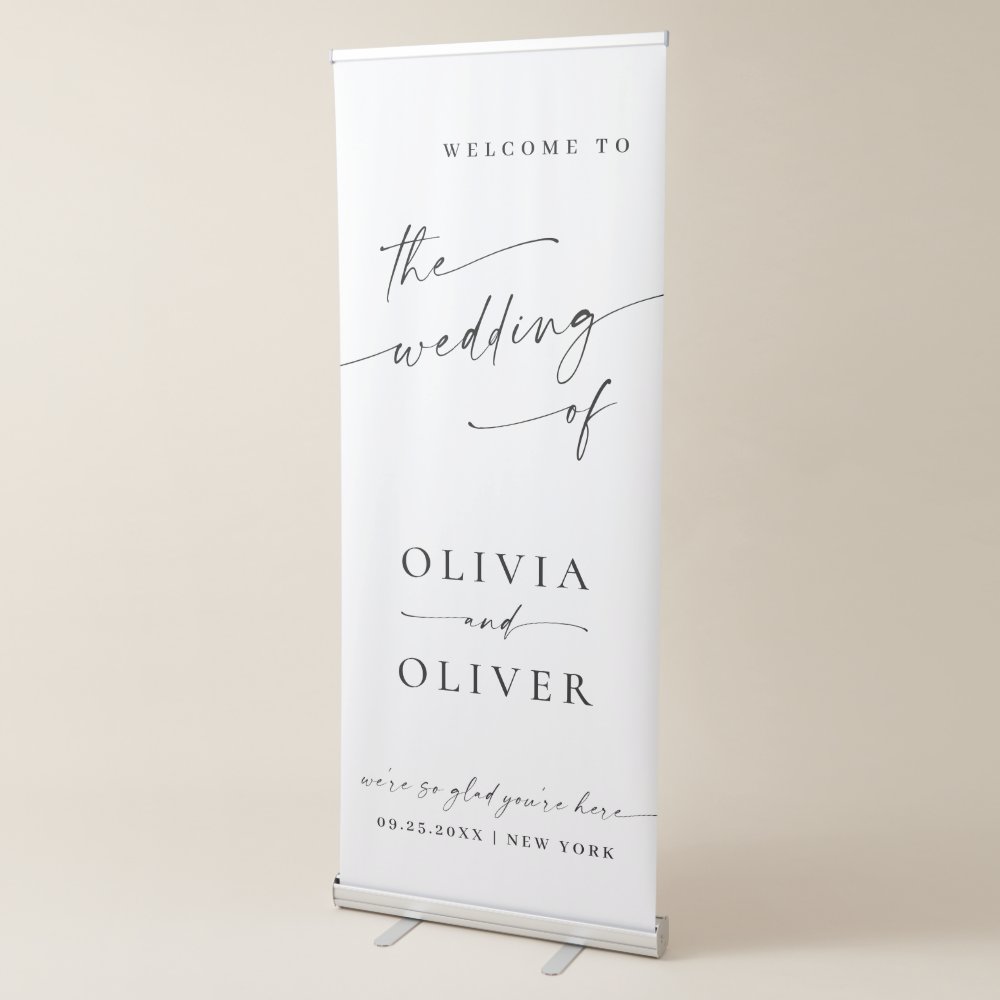 Disover Elegant Minimalist Classy Wedding Welcome Retractable Banner