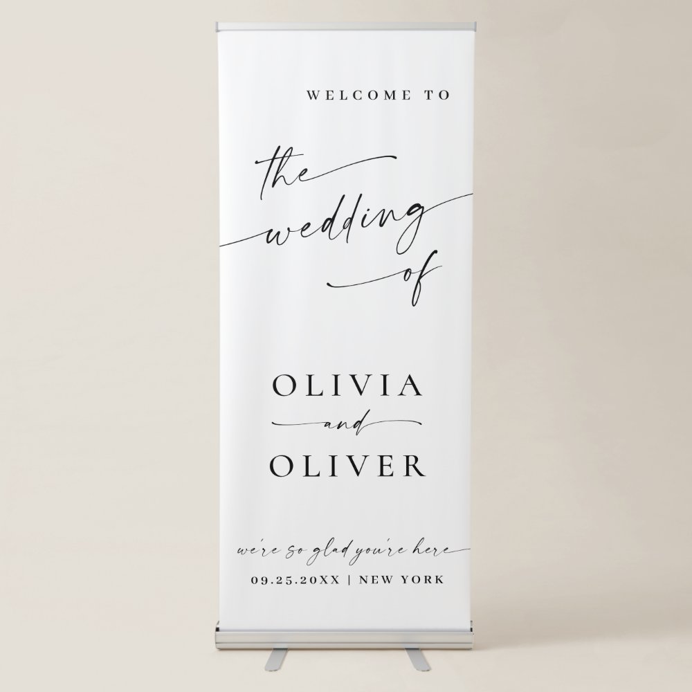 Disover Elegant Minimalist Classy Wedding Welcome Retractable Banner