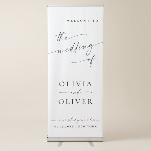 Elegant Minimalist Classy Wedding Welcome Retractable Banner