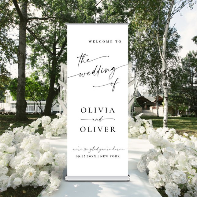Elegant Minimalist Classy Wedding Welcome Retractable Banner (Creator Uploaded)