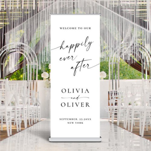 Elegant Minimalist Classy Wedding Welcome Retractable Banner