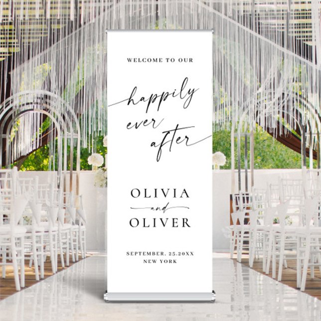 Elegant Minimalist Classy Wedding Welcome Retractable Banner (Creator Uploaded)