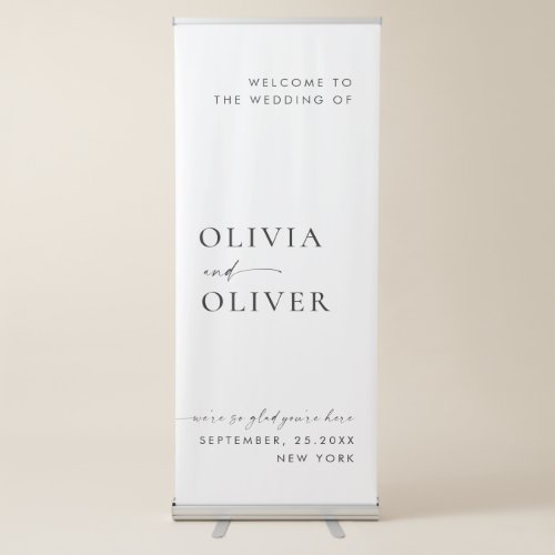 Elegant Minimalist Classy Wedding Welcome Retractable Banner