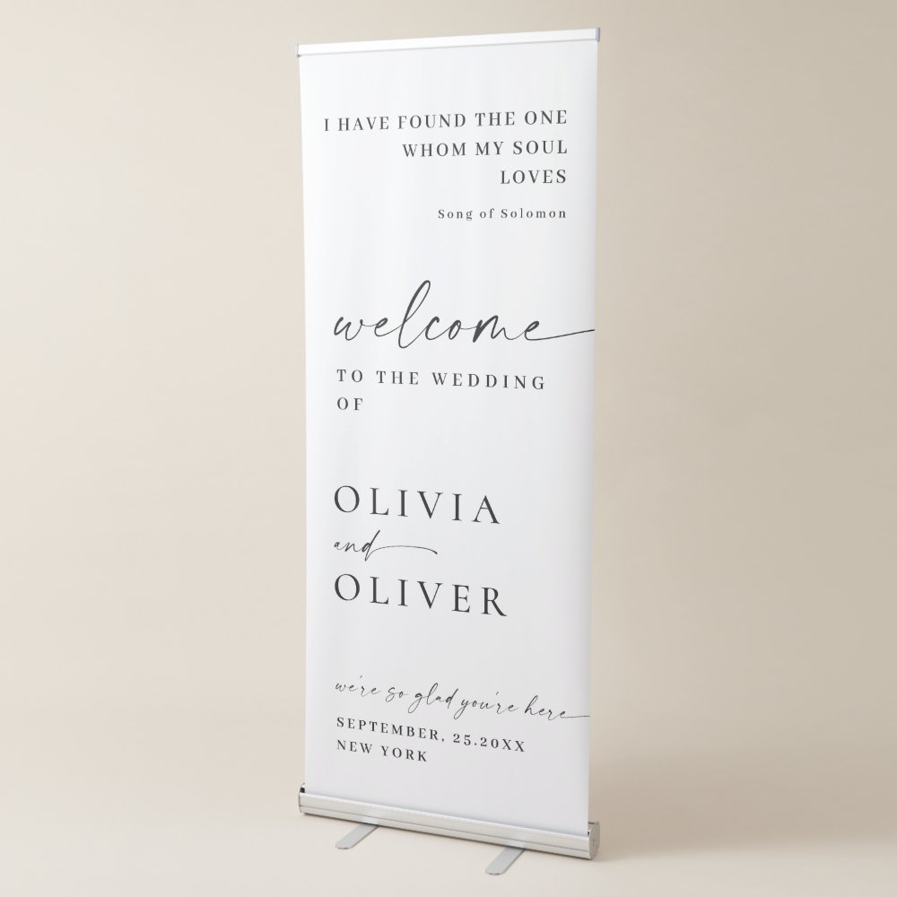Disover Elegant Minimalist Classy Wedding Welcome Retractable Banner