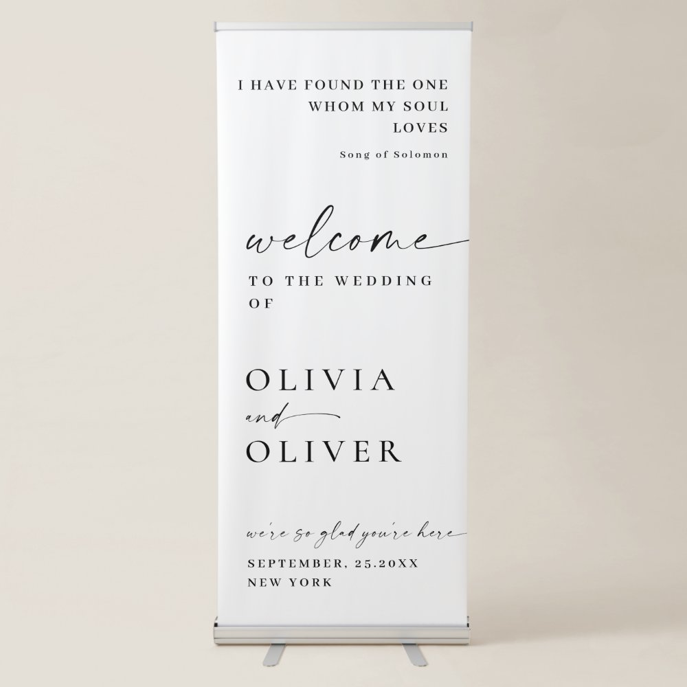 Disover Elegant Minimalist Classy Wedding Welcome Retractable Banner