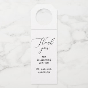Elegant Minimalist Clean Script Wedding Thank You Bottle Hanger Tag