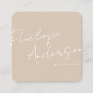 Elegant Minimalist Cocoa Cream Boho Chic Modern Square Business Card