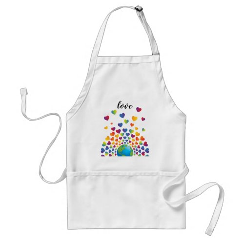 Elegant Minimalist Colorful Rainbow Heart Design Adult Apron