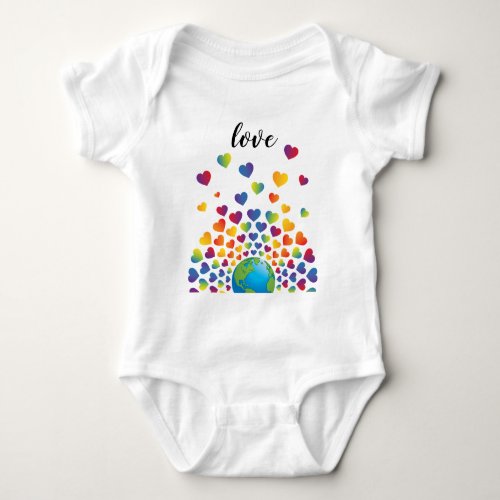 Elegant Minimalist Colorful Rainbow Heart Design Baby Bodysuit