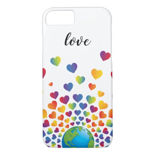 Elegant Minimalist Colorful Rainbow Heart Design iPhone 87 Case