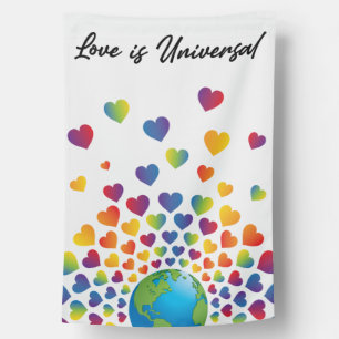 Elegant Minimalist Colorful Rainbow Heart Design House Flag