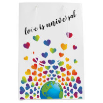 Elegant Minimalist Colorful Rainbow Heart Design Medium Gift Bag