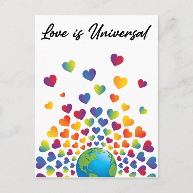 Elegant Minimalist Colorful Rainbow Heart Design Postcard (Front)