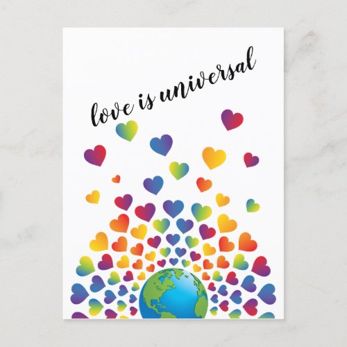Elegant Minimalist Colorful Rainbow Heart Design Postcard