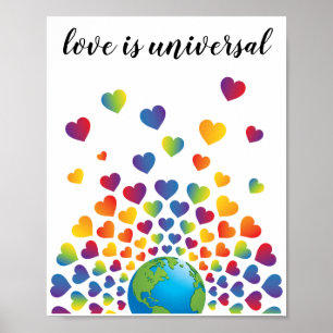 Elegant Minimalist Colorful Rainbow Heart Design Poster