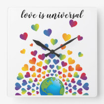 Elegant Minimalist Colorful Rainbow Heart Design Square Wall Clock