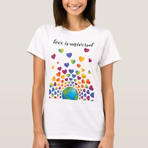 Elegant Minimalist Colorful Rainbow Heart Design T_Shirt