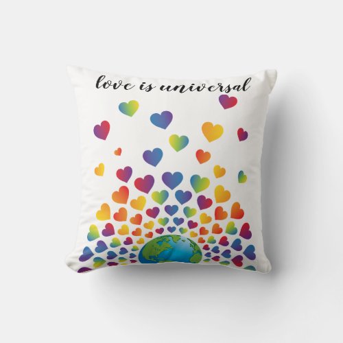 Elegant Minimalist Colorful Rainbow Heart Design Throw Pillow
