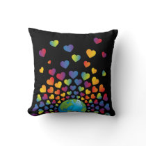 Elegant Minimalist Colorful Rainbow Heart Design Throw Pillow