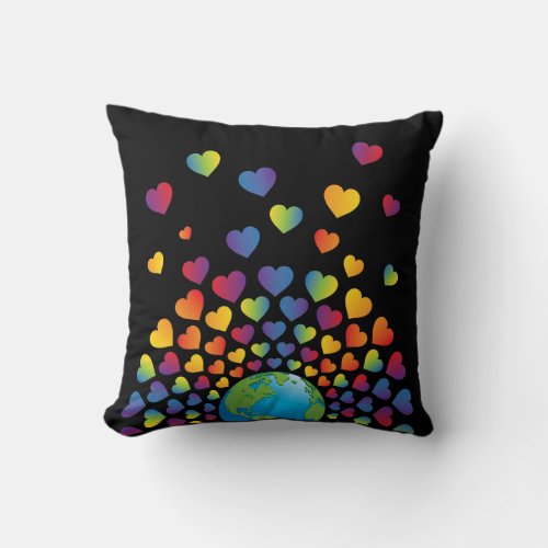 Elegant Minimalist Colorful Rainbow Heart Design Throw Pillow