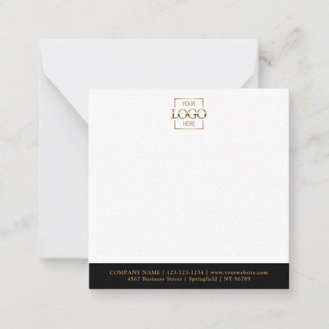 Elegant Minimalist Company Business Logo Branded Note Card (Front)