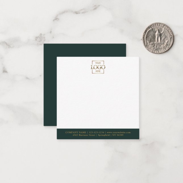 Elegant Minimalist Company Business Logo Branded Note Card (Front/Back In Situ)