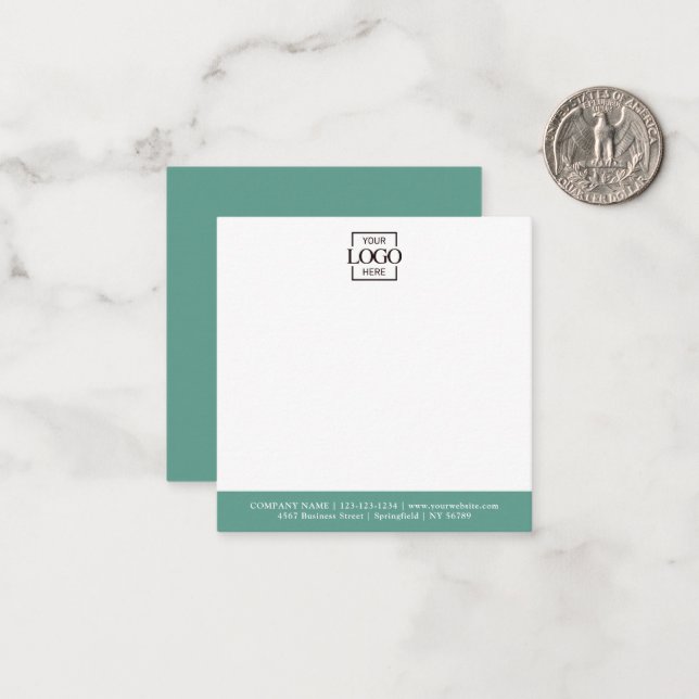 Elegant Minimalist Company Business Logo Branded Note Card (Front/Back In Situ)