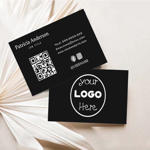 Elegant Minimalist Company Logo QR Code  Business Card